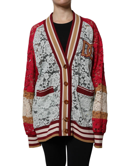 Dolce & Gabbana Multicolor Floral Lace Cardigan Sweater - HBPS Beauty & Fashion