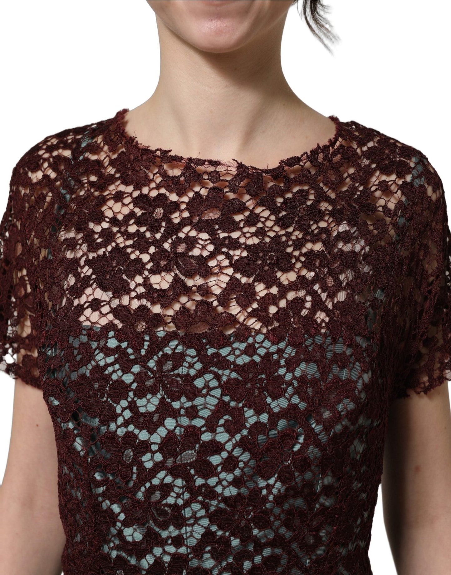 Dolce & Gabbana Multicolor Floral Lace Taffeta Pleated Midi Dress - HBPS Beauty & Fashion
