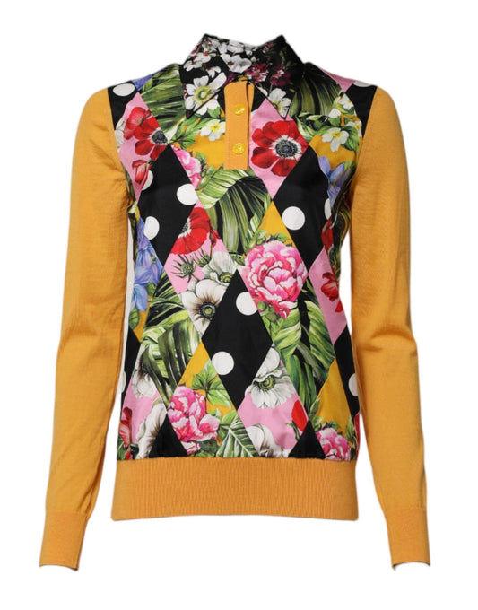Dolce & Gabbana Multicolor Floral Long Sleeves Polo Top - HBPS Beauty & Fashion