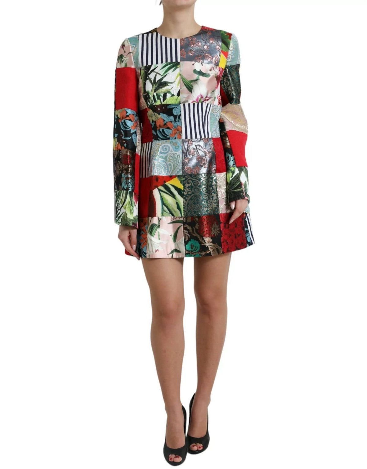 Dolce & Gabbana Multicolor Floral Patchwork Shift Mini Dress - HBPS Beauty & Fashion