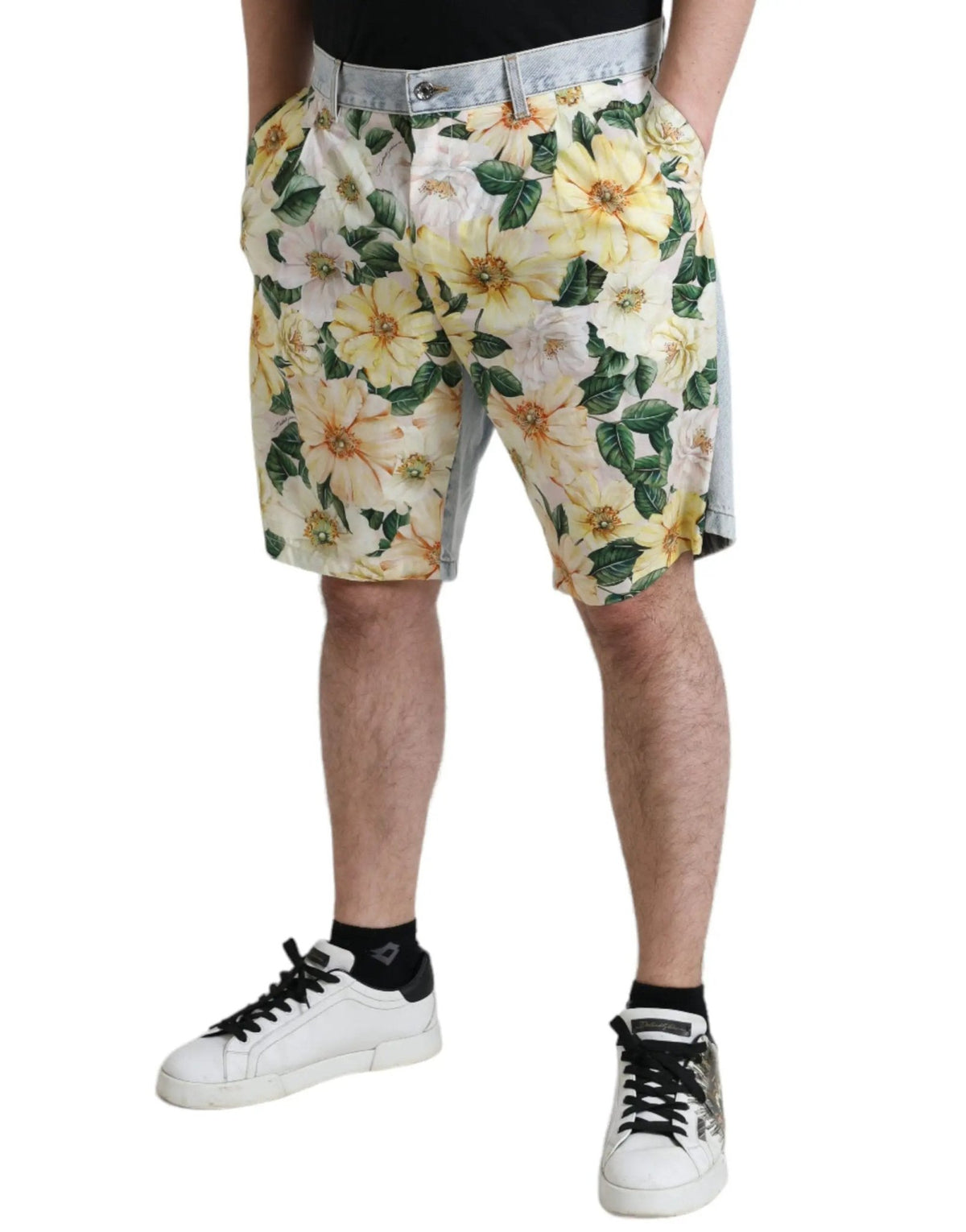 Dolce & Gabbana Multicolor Floral Print Denim Bermuda Shorts - HBPS Beauty & Fashion