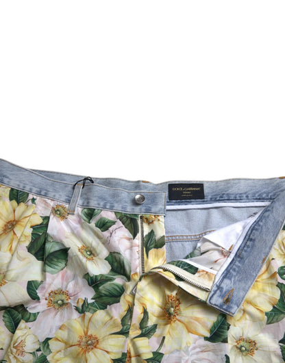 Dolce & Gabbana Multicolor Floral Print Denim Bermuda Shorts - HBPS Beauty & Fashion