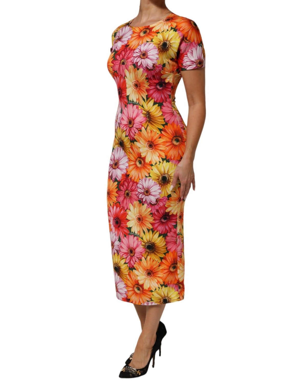 Dolce & Gabbana Multicolor Floral Print SilkSheath Midi Dress - HBPS Beauty & Fashion