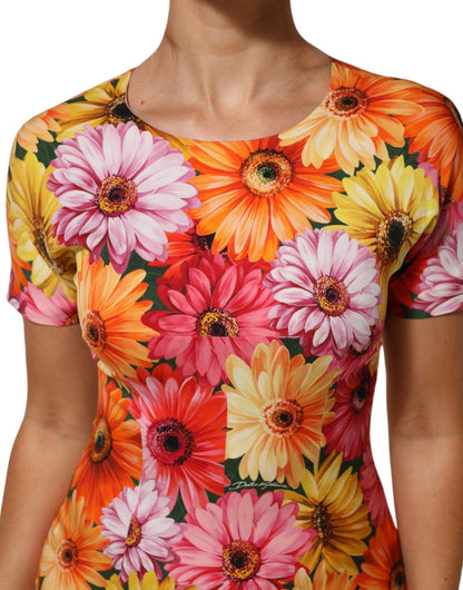 Dolce & Gabbana Multicolor Floral Print SilkSheath Midi Dress - HBPS Beauty & Fashion
