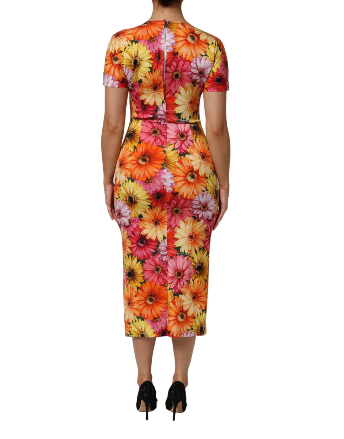 Dolce & Gabbana Multicolor Floral Print SilkSheath Midi Dress - HBPS Beauty & Fashion