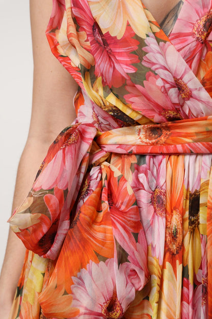 Dolce & Gabbana Multicolor Floral Silk V-neck Chiffon Dress - HBPS Beauty & Fashion