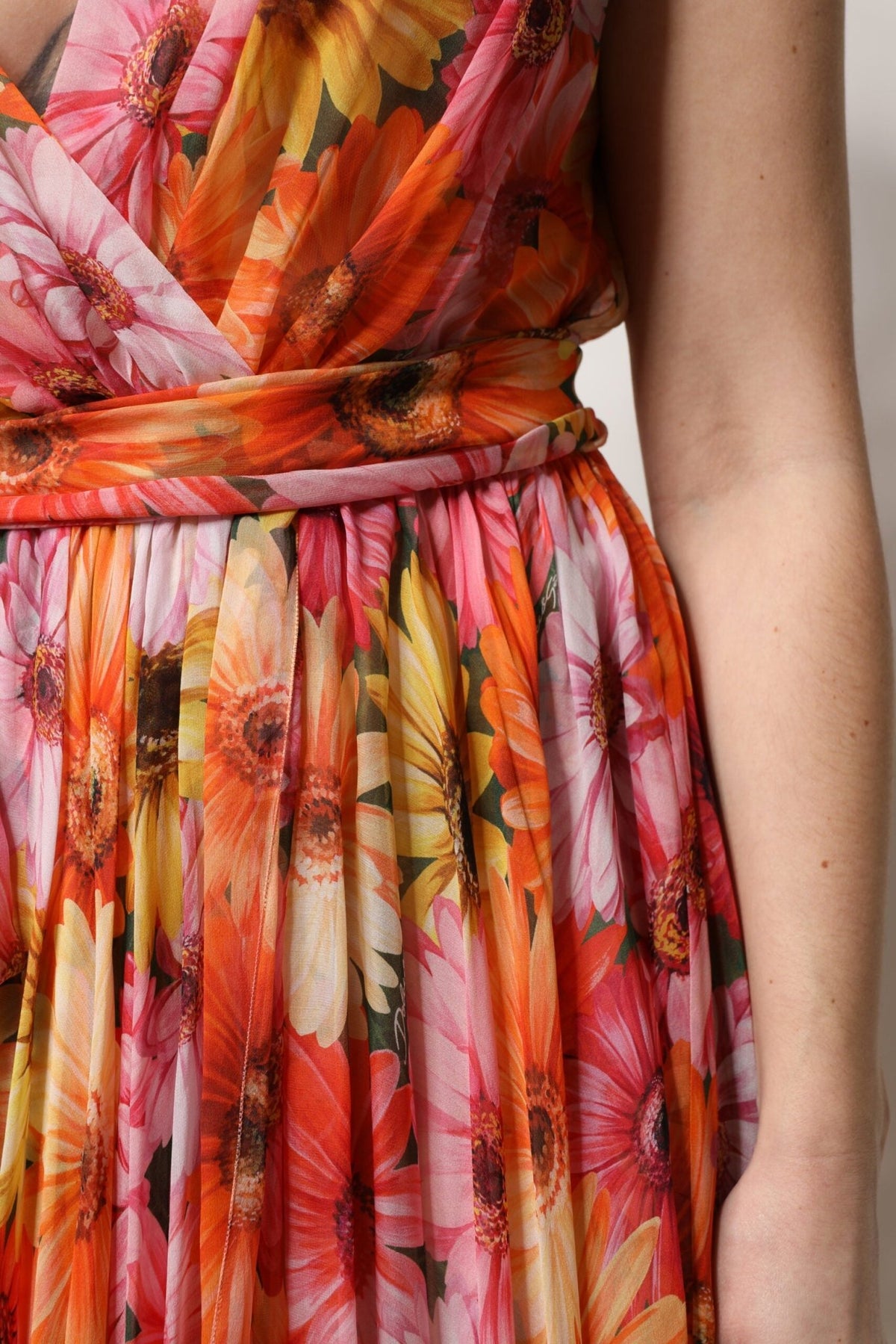 Dolce & Gabbana Multicolor Floral Silk V-neck Chiffon Dress - HBPS Beauty & Fashion