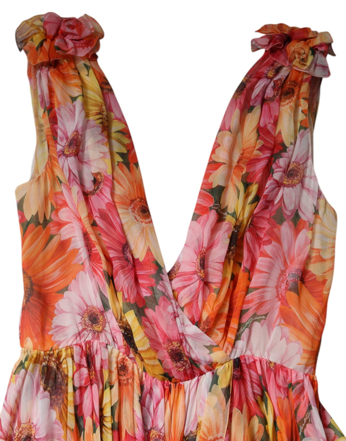 Dolce & Gabbana Multicolor Floral Silk V-neck Chiffon Dress - HBPS Beauty & Fashion