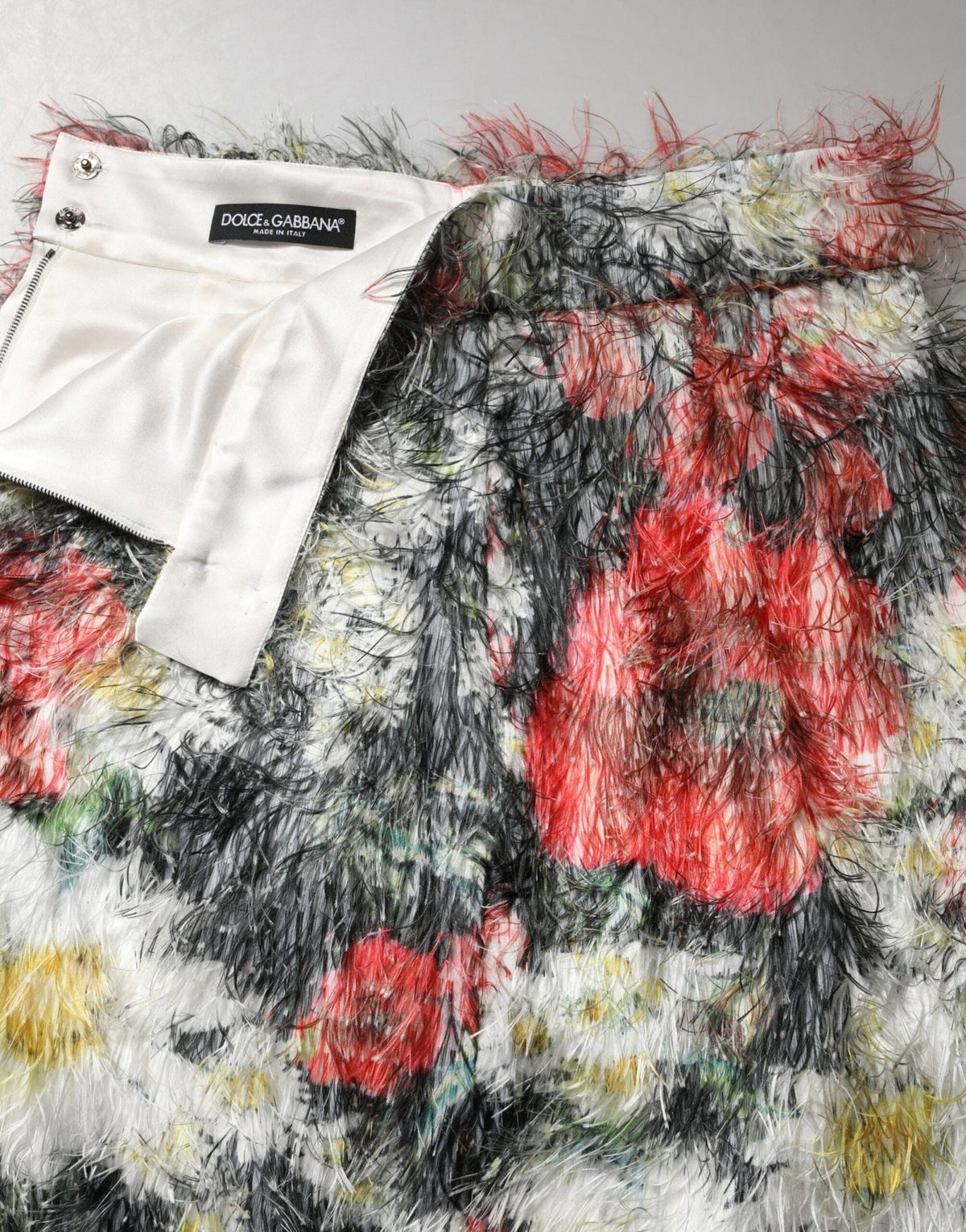 Dolce & Gabbana Multicolor Floral Textured Faux Fur Pencil Skirt - HBPS Beauty & Fashion