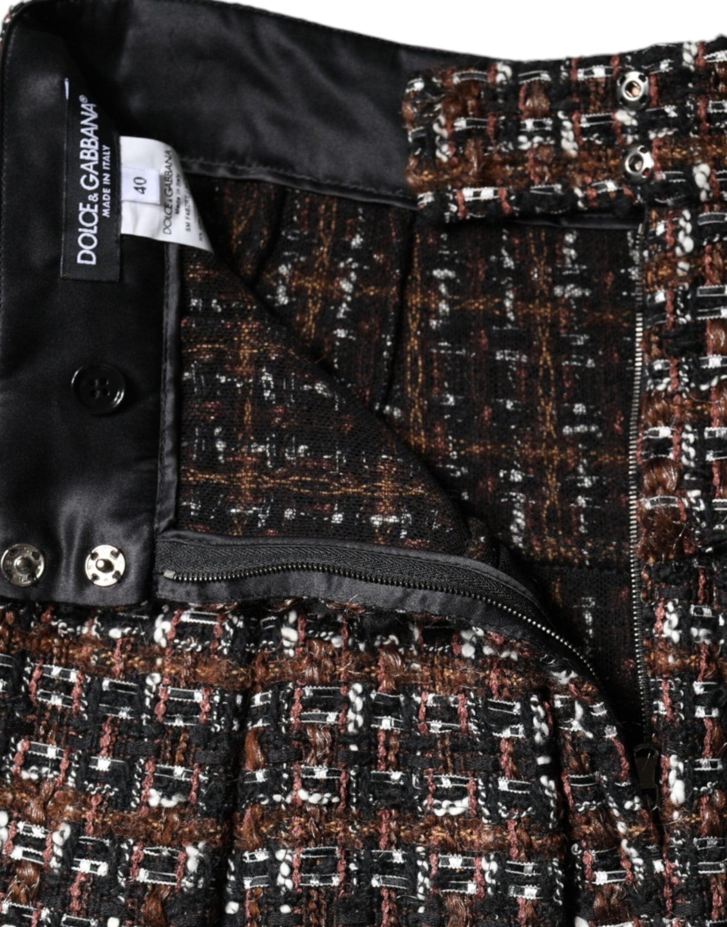 Dolce & Gabbana Multicolor High Waist Tartan Tweed A-line Mini Skirt - HBPS Beauty & Fashion