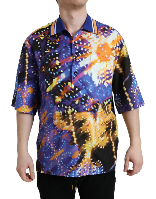 Dolce & Gabbana Multicolor Luminarie Print Cotton Casual Shirt - HBPS Beauty & Fashion