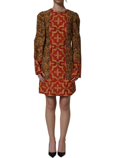 Dolce & Gabbana Multicolor Mosaic Long Sleeves Mini Dress - HBPS Beauty & Fashion