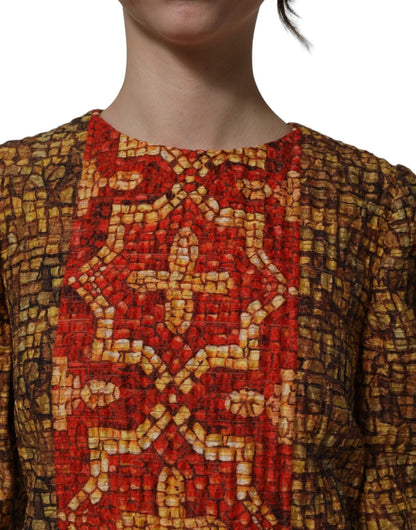 Dolce & Gabbana Multicolor Mosaic Long Sleeves Mini Dress - HBPS Beauty & Fashion