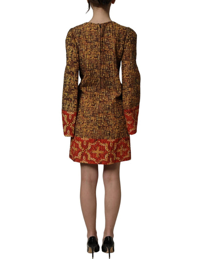 Dolce & Gabbana Multicolor Mosaic Long Sleeves Mini Dress - HBPS Beauty & Fashion
