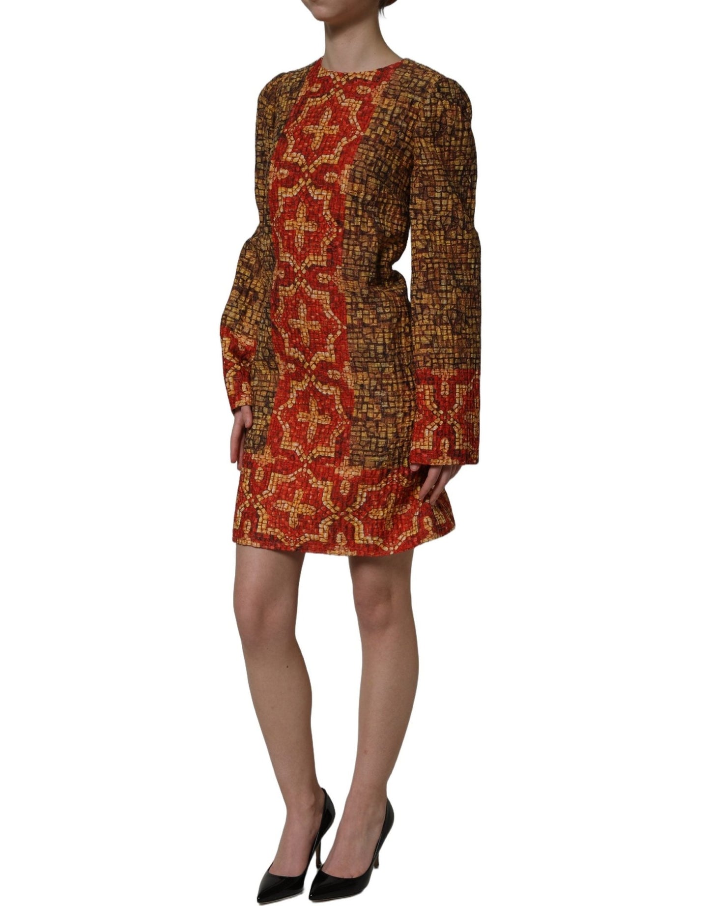 Dolce & Gabbana Multicolor Mosaic Long Sleeves Mini Dress - HBPS Beauty & Fashion