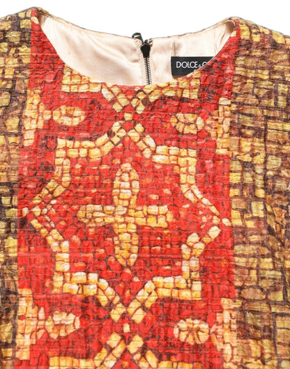 Dolce & Gabbana Multicolor Mosaic Long Sleeves Mini Dress - HBPS Beauty & Fashion