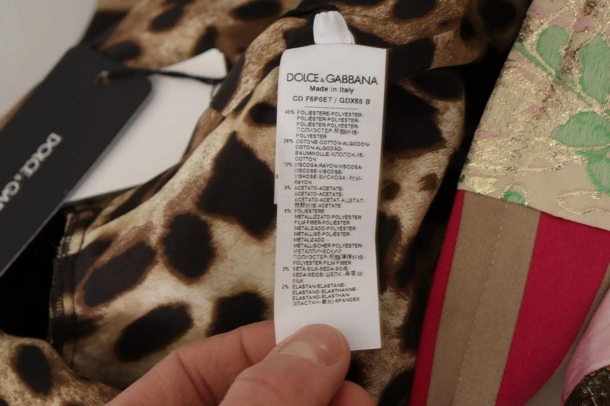 Dolce & Gabbana Multicolor Pachwork Floral Sheath Jaquard Mini Gown Dress - HBPS Beauty & Fashion