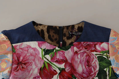 Dolce & Gabbana Multicolor Pachwork Floral Sheath Jaquard Mini Gown Dress - HBPS Beauty & Fashion