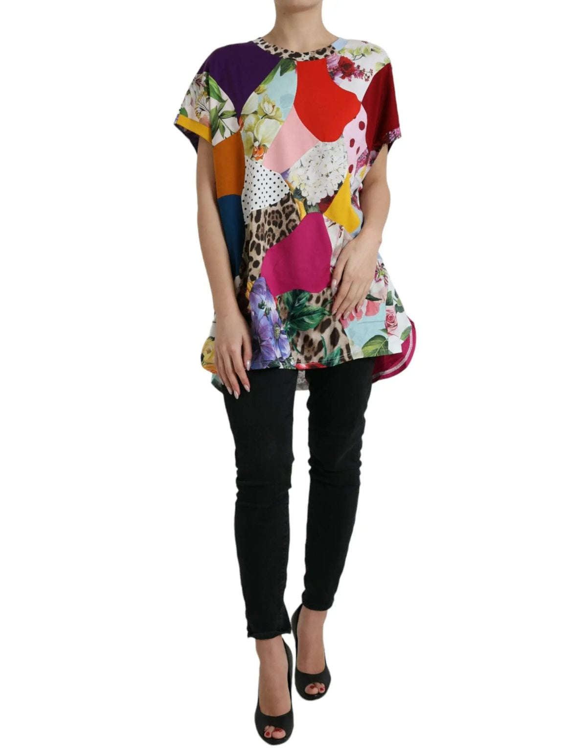 Dolce & Gabbana Multicolor Patchwork Cotton Silk Blouse Top - HBPS Beauty & Fashion