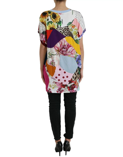 Dolce & Gabbana Multicolor Patchwork Cotton Silk Blouse Top - HBPS Beauty & Fashion