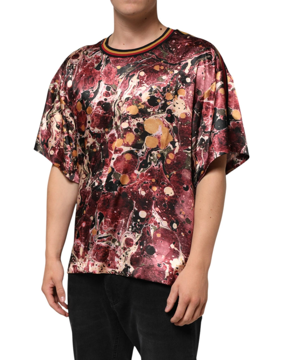 Dolce & Gabbana Multicolor Polyester Marble Print Oversize T-shirt - HBPS Beauty & Fashion