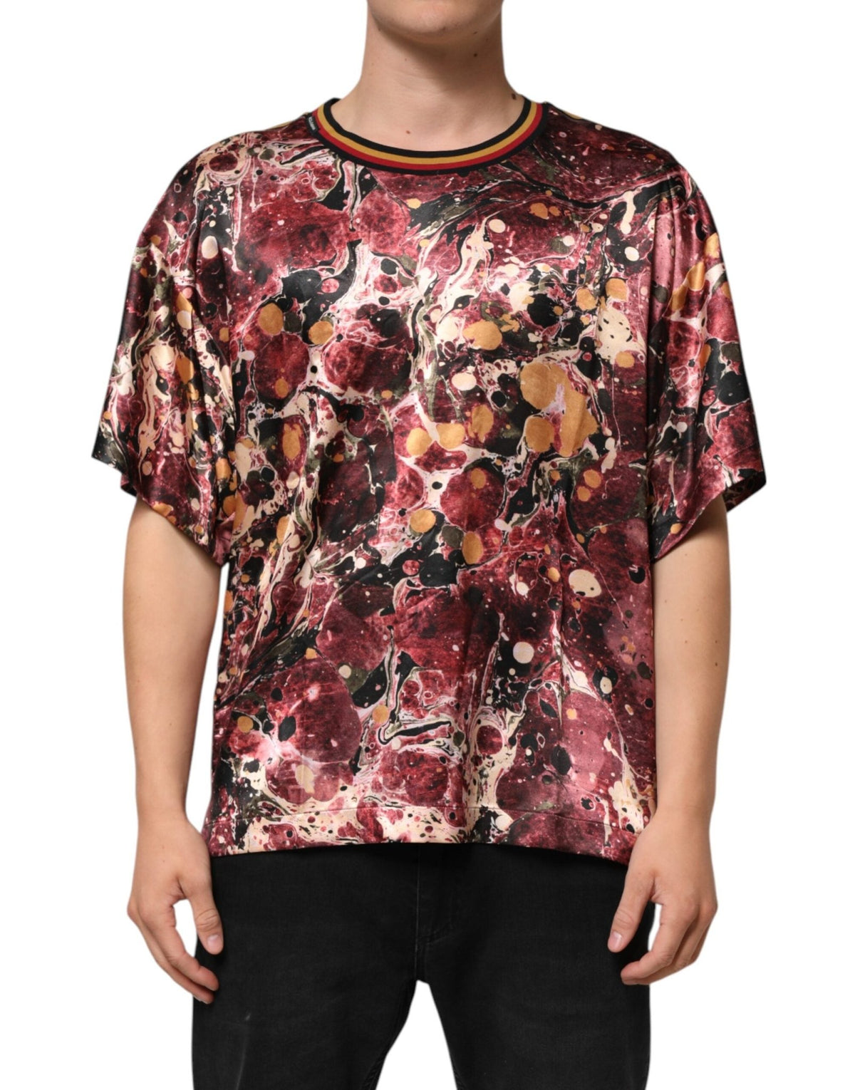 Dolce & Gabbana Multicolor Polyester Marble Print Oversize T-shirt - HBPS Beauty & Fashion