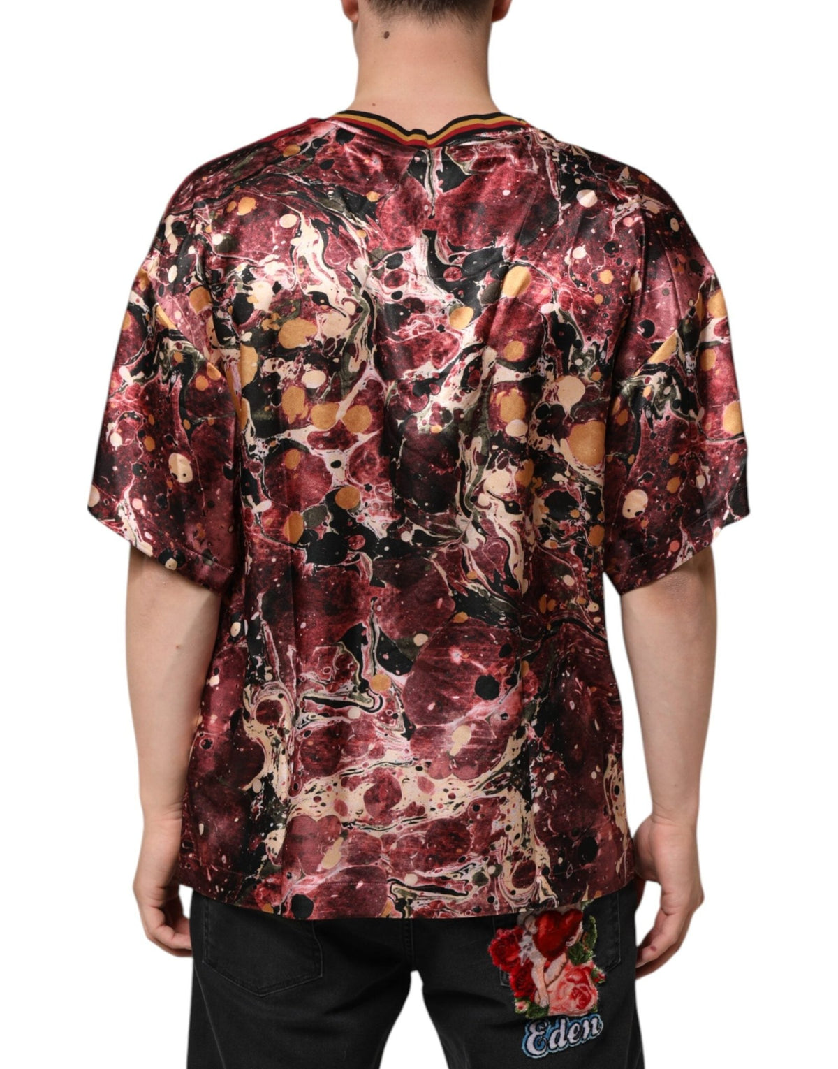 Dolce & Gabbana Multicolor Polyester Marble Print Oversize T-shirt - HBPS Beauty & Fashion