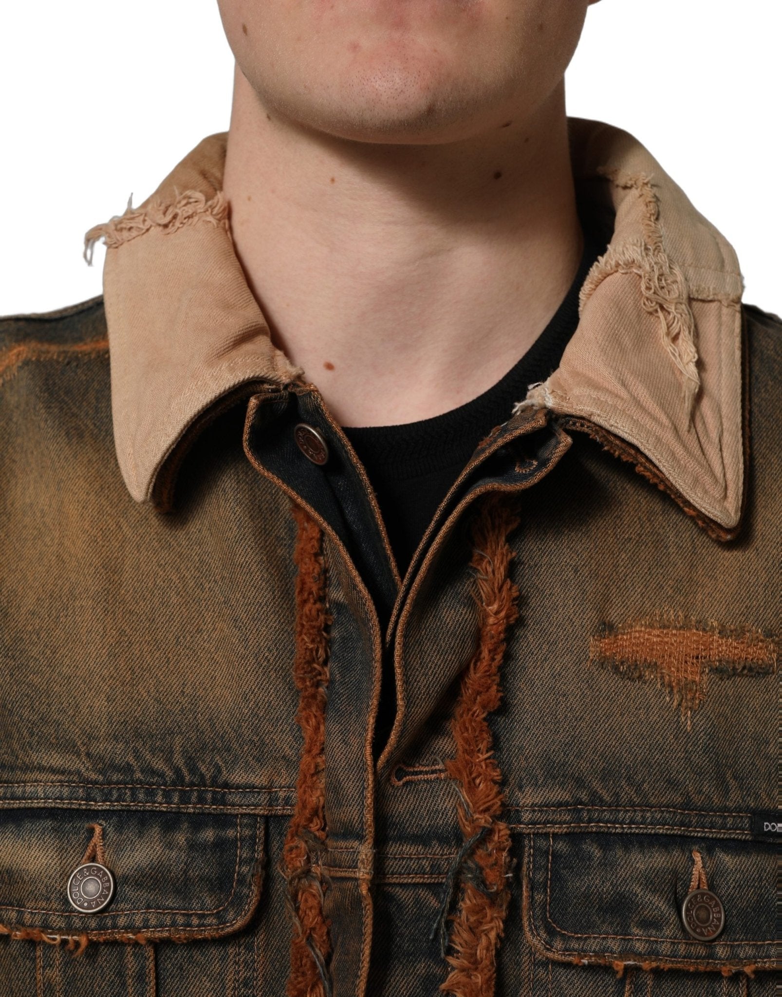 Dolce & Gabbana Multicolor Raw Cut Panelled Denim Men Jacket - HBPS Beauty & Fashion