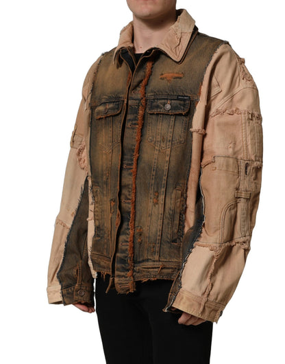 Dolce & Gabbana Multicolor Raw Cut Panelled Denim Men Jacket - HBPS Beauty & Fashion