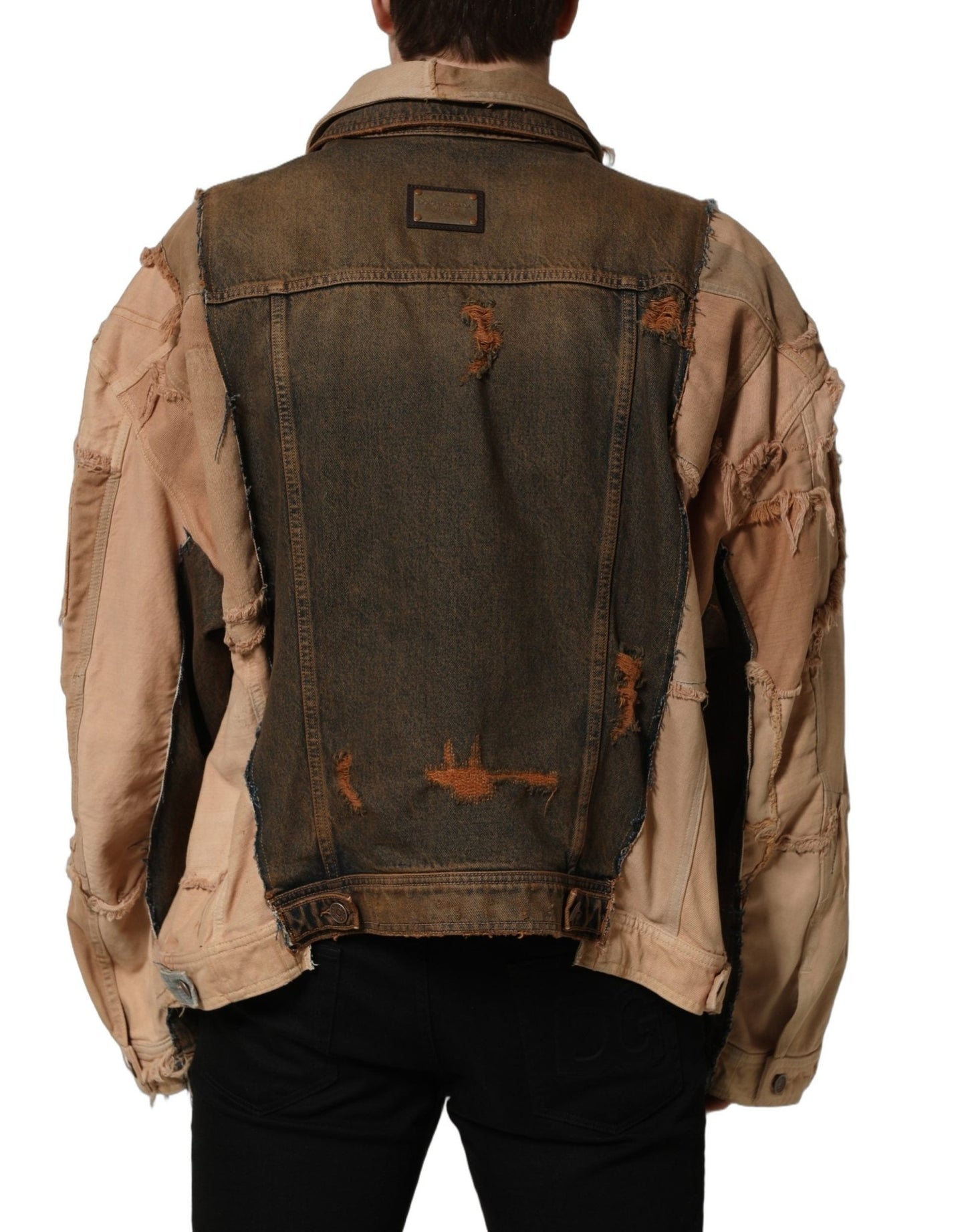 Dolce & Gabbana Multicolor Raw Cut Panelled Denim Men Jacket - HBPS Beauty & Fashion