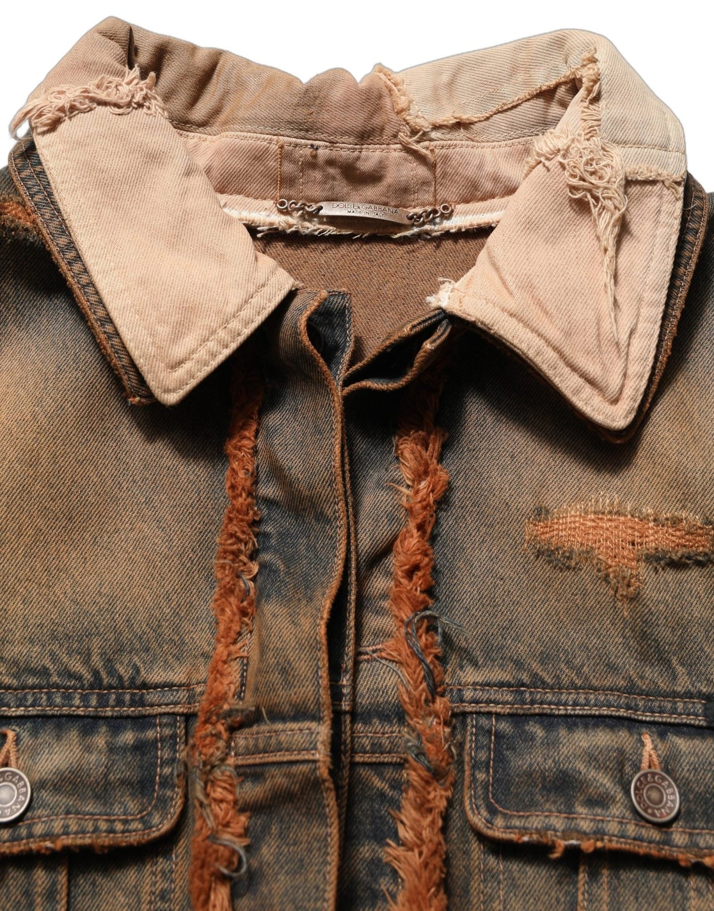 Dolce & Gabbana Multicolor Raw Cut Panelled Denim Men Jacket - HBPS Beauty & Fashion
