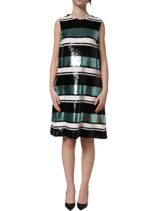 Dolce & Gabbana Multicolor Sequined Sleeveless Shift Dress - HBPS Beauty & Fashion