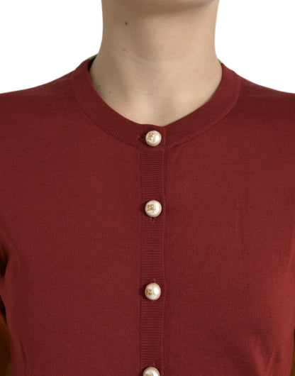 Dolce & Gabbana Multicolor Silk Crewneck Cardigan Sweater - HBPS Beauty & Fashion