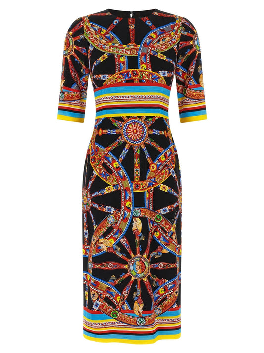 Dolce & Gabbana Multicolor Silk Midi Dress - HBPS Beauty & Fashion