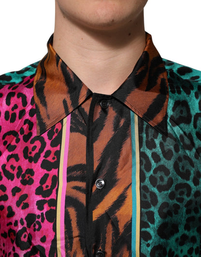 Dolce & Gabbana Multicolor Silk Tiger Print Hawaiian T-shirt - HBPS Beauty & Fashion