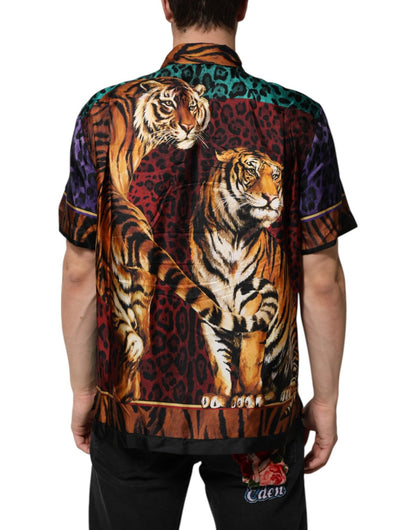 Dolce & Gabbana Multicolor Silk Tiger Print Hawaiian T-shirt - HBPS Beauty & Fashion