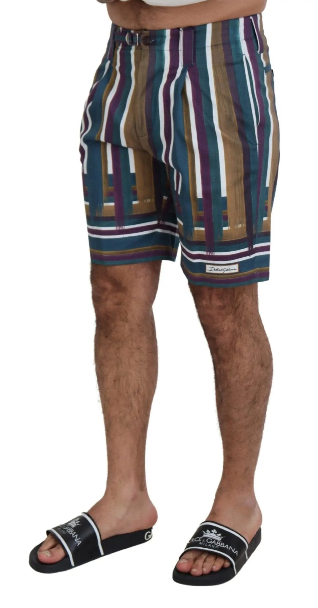 Dolce & Gabbana Multicolor Striped Stretch Cotton Shorts - HBPS Beauty & Fashion