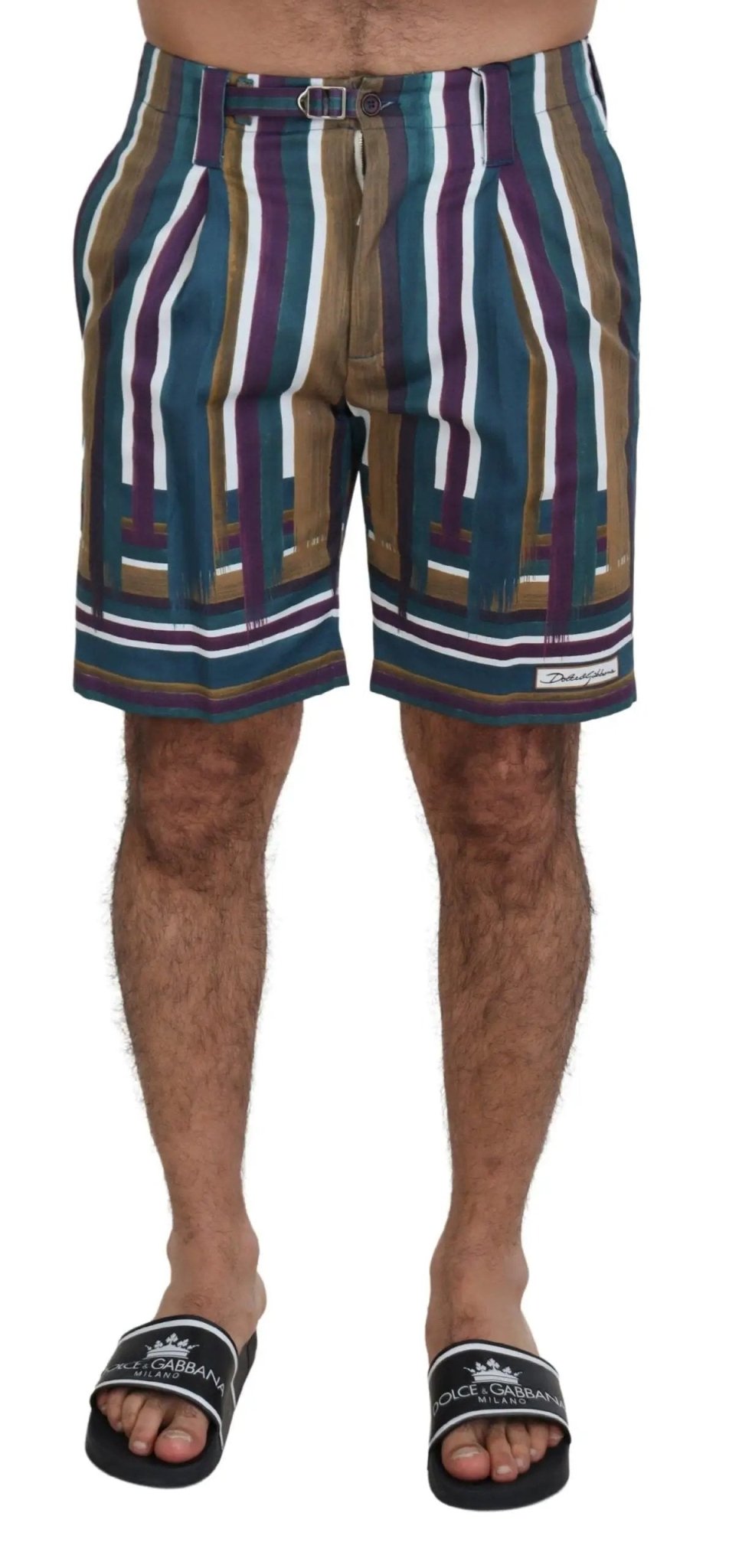 Dolce & Gabbana Multicolor Striped Stretch Cotton Shorts - HBPS Beauty & Fashion