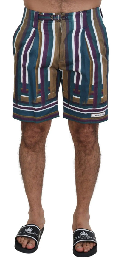 Dolce & Gabbana Multicolor Striped Stretch Cotton Shorts - HBPS Beauty & Fashion