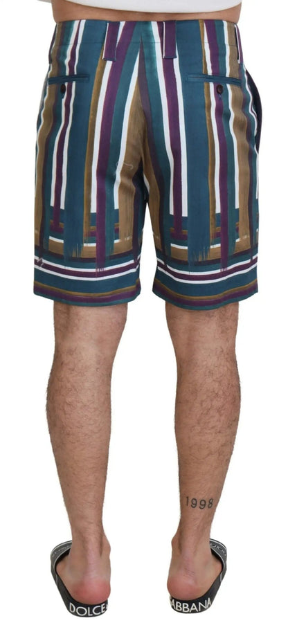 Dolce & Gabbana Multicolor Striped Stretch Cotton Shorts - HBPS Beauty & Fashion