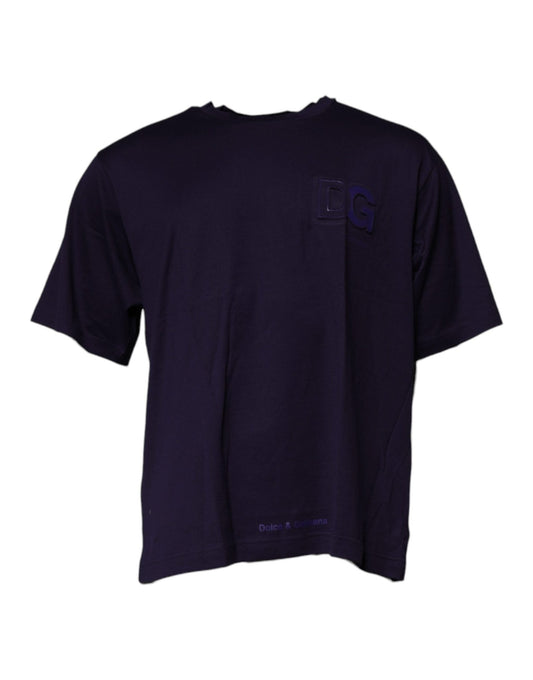 Dolce & Gabbana Navy Blue DG Logo Cotton Crew Neck T-shirt - HBPS Beauty & Fashion