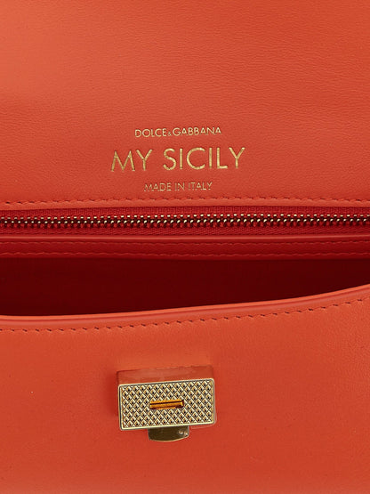 Dolce & Gabbana Orange Calfskin Handbag - HBPS Beauty & Fashion