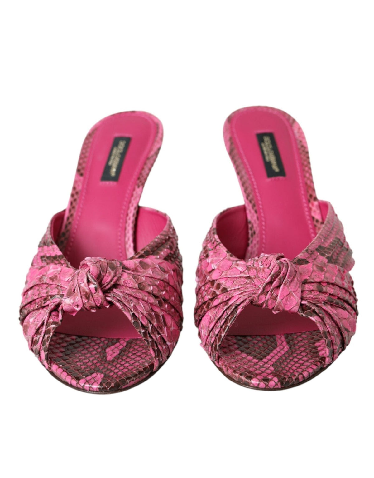 Dolce & Gabbana Pink Exotic Leather Kitten Heels Slides Shoes - HBPS Beauty & Fashion