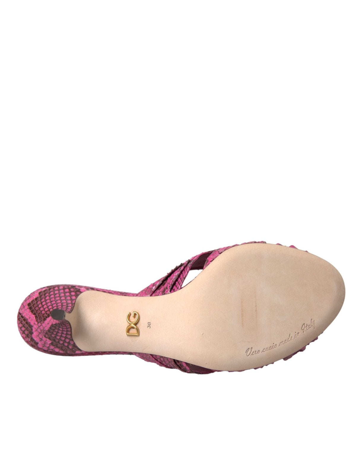 Dolce & Gabbana Pink Exotic Leather Kitten Heels Slides Shoes - HBPS Beauty & Fashion