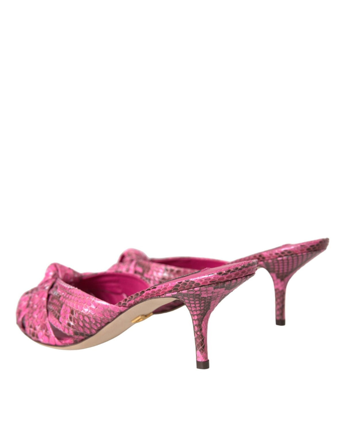 Dolce & Gabbana Pink Exotic Leather Kitten Heels Slides Shoes - HBPS Beauty & Fashion