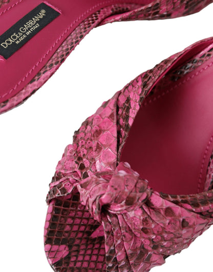 Dolce & Gabbana Pink Exotic Leather Kitten Heels Slides Shoes - HBPS Beauty & Fashion