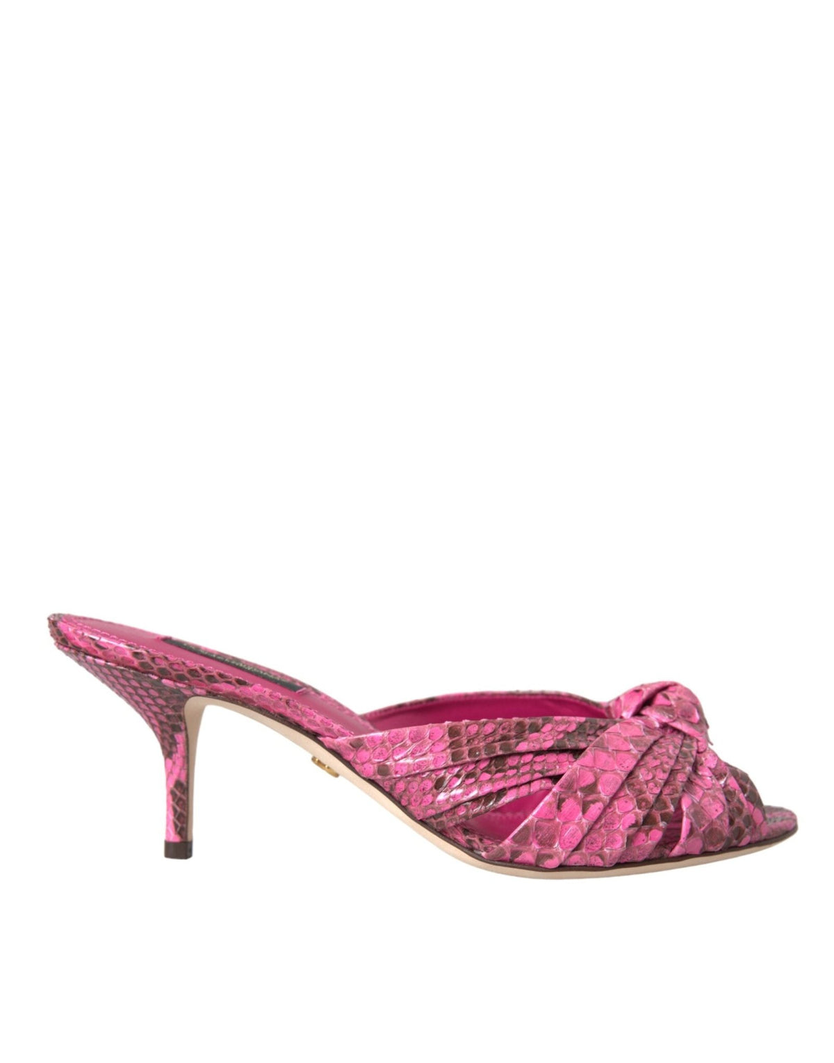 Dolce & Gabbana Pink Exotic Leather Kitten Heels Slides Shoes - HBPS Beauty & Fashion