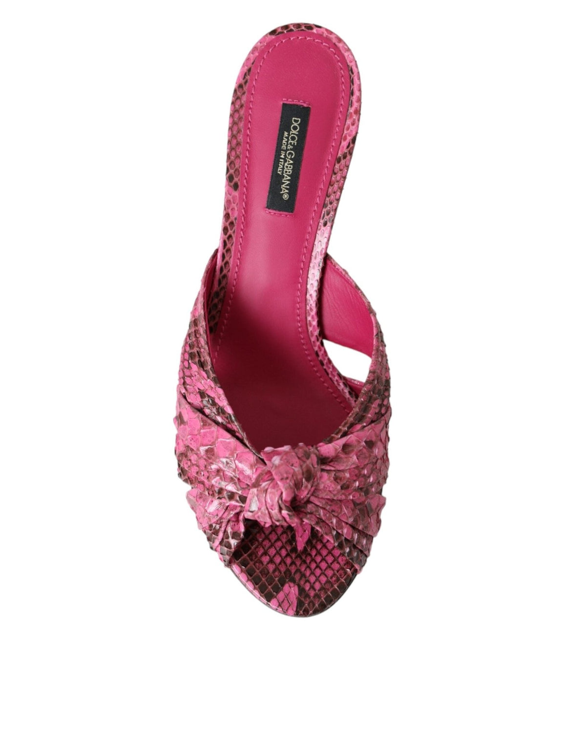Dolce & Gabbana Pink Exotic Leather Kitten Heels Slides Shoes - HBPS Beauty & Fashion