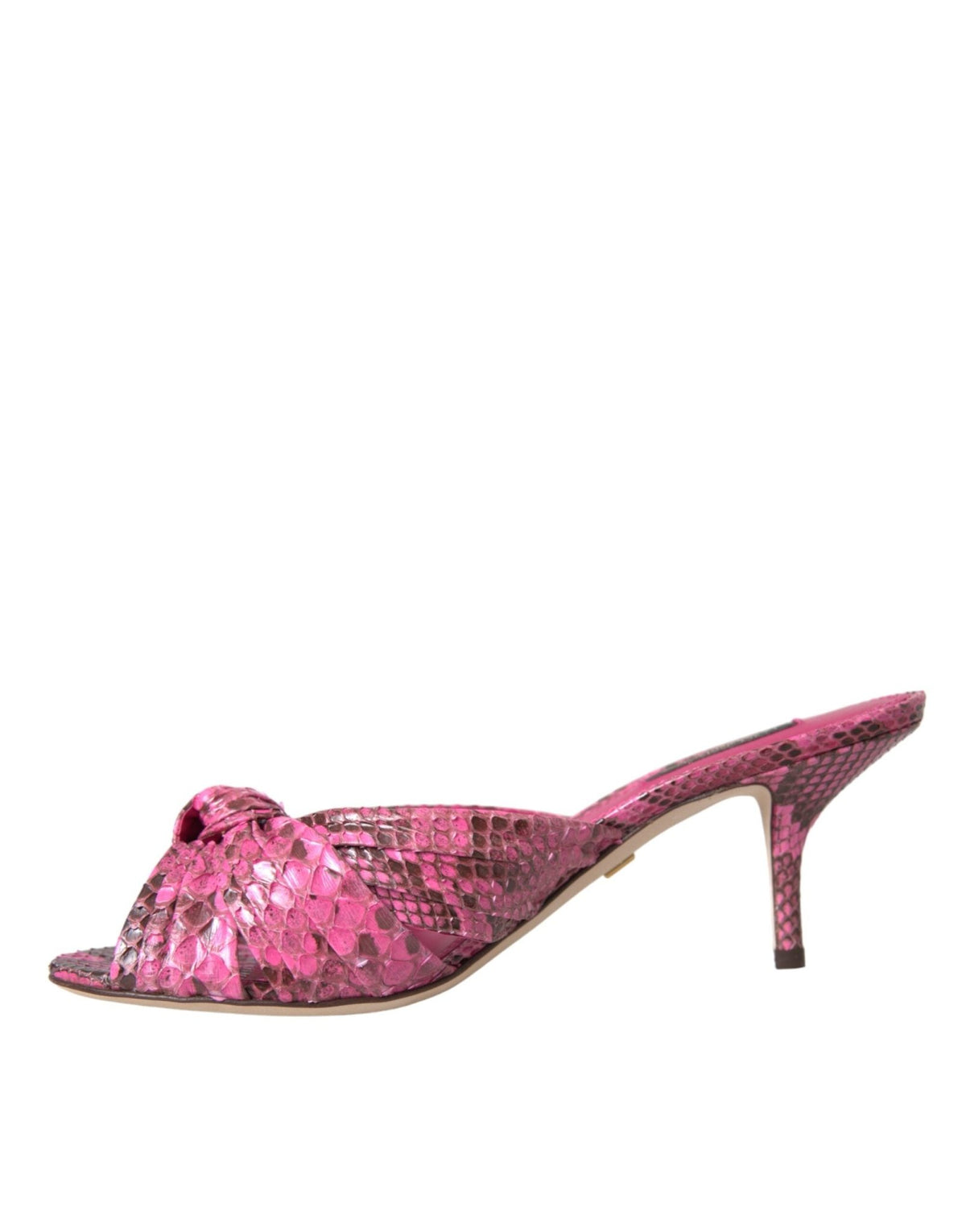 Dolce & Gabbana Pink Exotic Leather Kitten Heels Slides Shoes - HBPS Beauty & Fashion