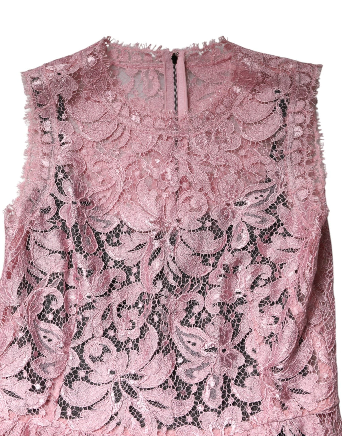 Dolce & Gabbana Pink Floral Lace Sleeveless Sheath Dress - HBPS Beauty & Fashion